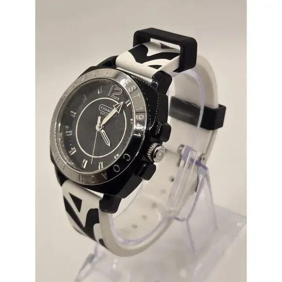 New COACH 1941 Ladies' 41mm Black Ceramic Silicone Watch. Box + Papers. - Picture 10 of 16